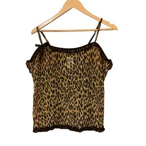 Cacique 18 20 leopard cheetah print Tan and Cream Fitted Camisole NWT lingerie